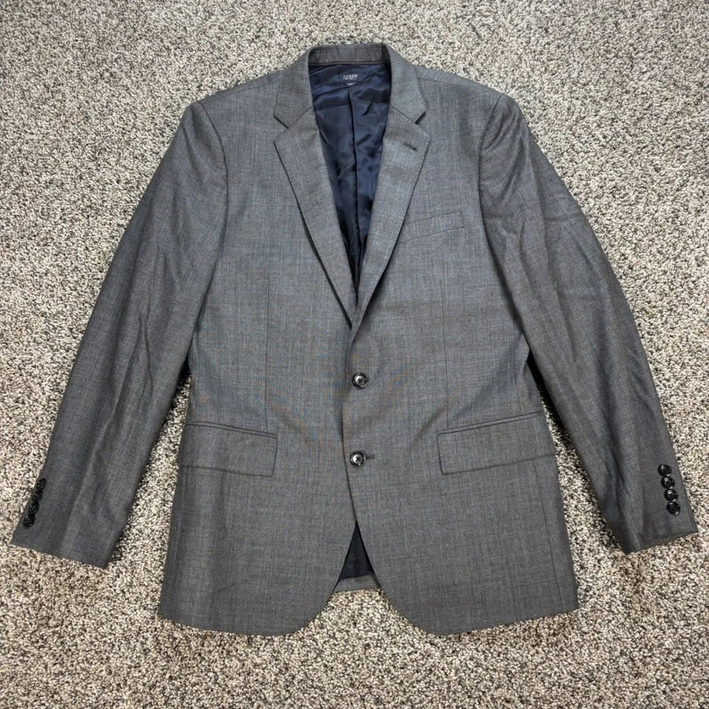 J.Crew Ludlow Mens 41R Blazer Jacket Grey Italian Wool Tollegno 1900 Suit Coat